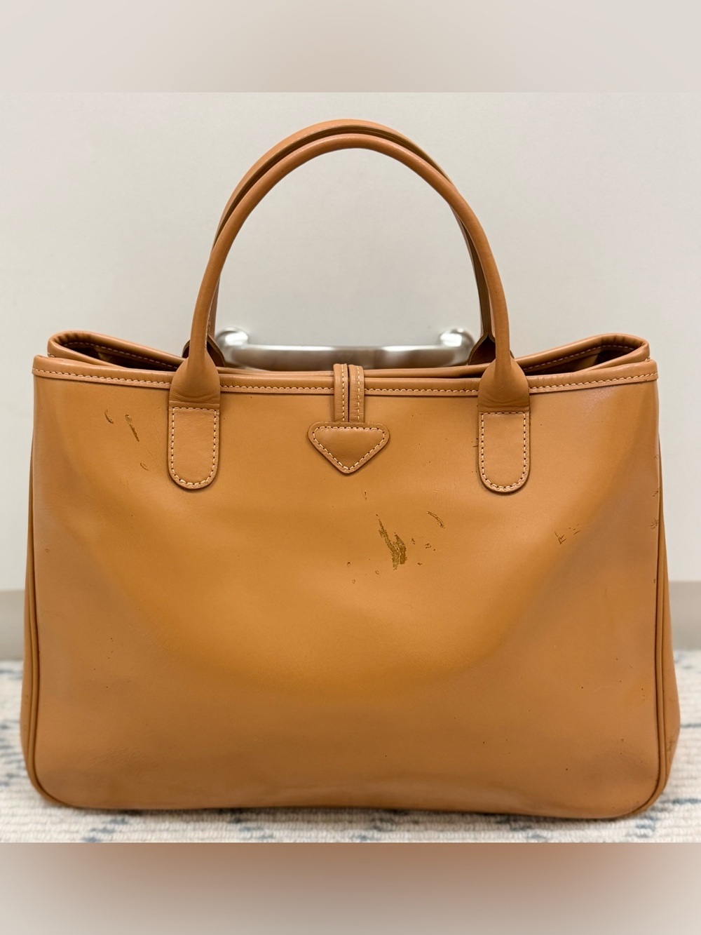 LONGCHAMP Vintage Classic Everyday Camel Leather Roseau Bag - MADE IN FRANCE - Picture 2 of 16